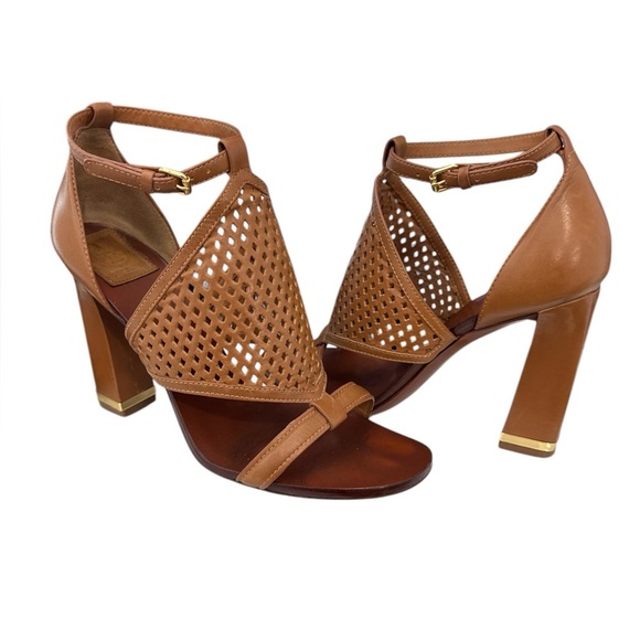 Tory Burch size 8.5 Brown Leather Sandal Heels - Picture 1 of 3